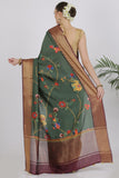 Pine Green Katan Silk Saree - Silk Mark Certified