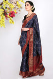 Oceanic Blue Moonga Silk Saree - Silk Mark Certified