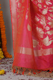 Raspberry Pink Pure Katan Silk Banarasi Handloom Saree- Silk Mark Certified