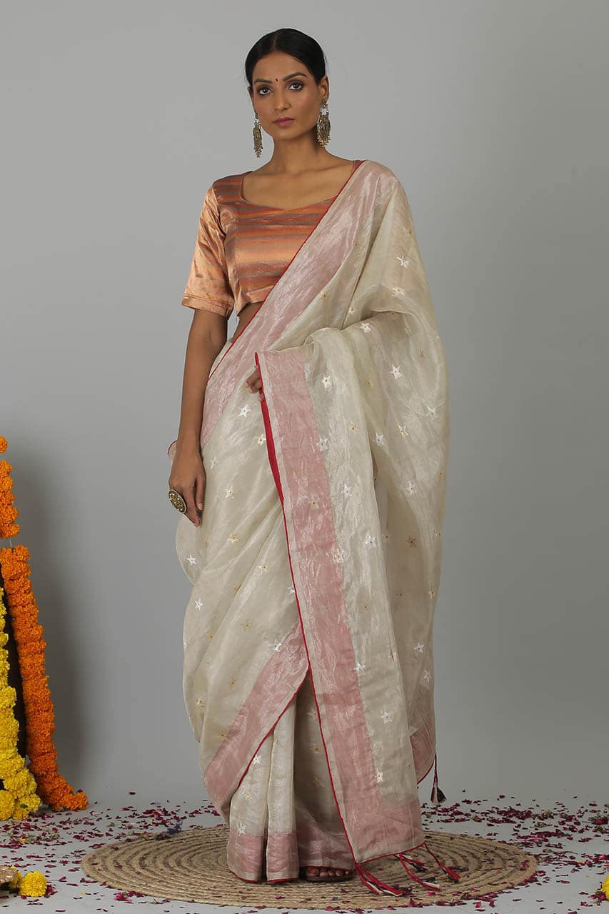 Pure Kora Silk Tissue Banarasi Handloom Saree- Silk Mark Certified