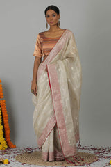Pure Kora Silk Tissue Banarasi Handloom Saree- Silk Mark Certified