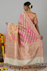 Gold Rani Pure Katan Silk Banarasi Handloom Saree- Silk Mark Certified