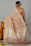 Powder Pink Kora Banarasi Handloom Saree- Silk Mark Certified