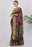 Mahogany Maroon Katan Silk Saree - Silk Mark Certified