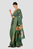 Deep Green Moonga Silk Saree - Silk Mark Certified