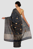 Midnight Blue Moonga Silk Saree - Silk Mark Certified