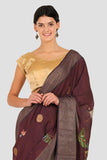 Mulberry Maroon Moonga Silk Saree - Silk Mark Certified