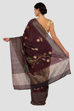 Mulberry Maroon Moonga Silk Saree - Silk Mark Certified