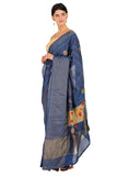 Royal Blue Moonga Silk Saree - Silk Mark Certified