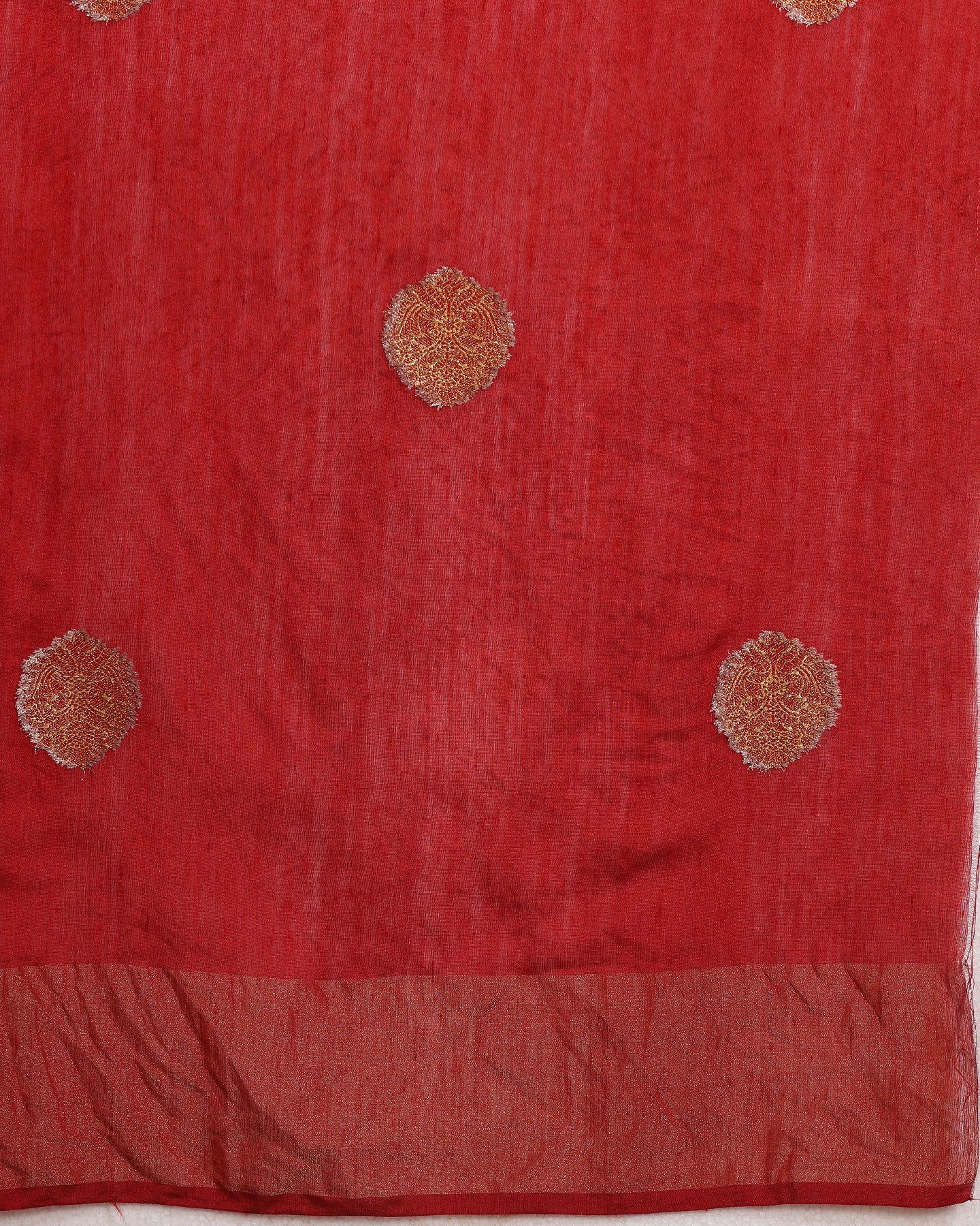Deep Red Moonga Silk Saree
