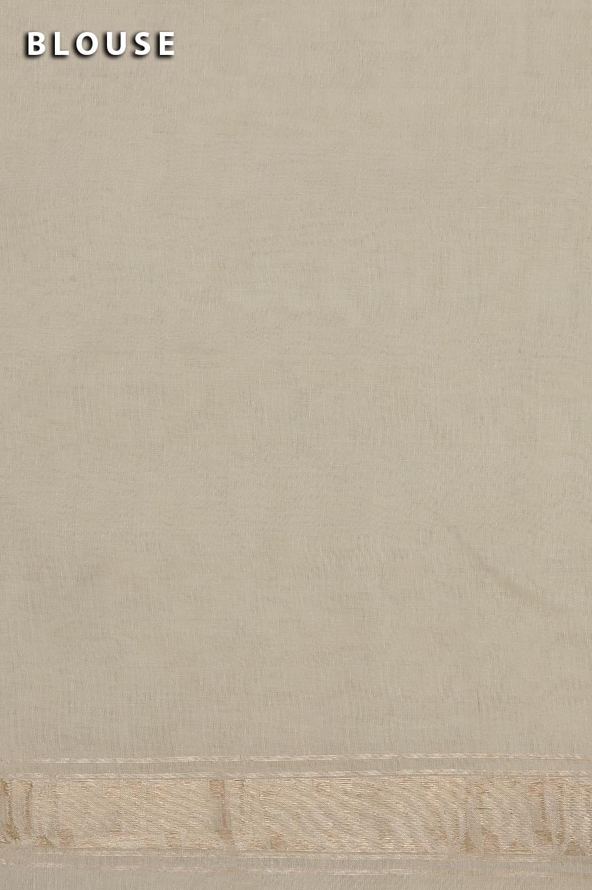 Off White Silk Cotton Banarasi handloom Saree- Silk Mark Certified
