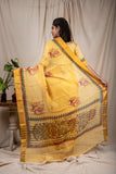 Classy Yellow Linen Silk Saree