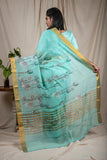 Sea Green Linen Silk Saree