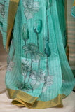 Sea Green Linen Silk Saree