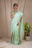 Sea Foam Green Linen Silk Saree