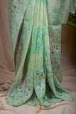 Sea Foam Green Linen Silk Saree