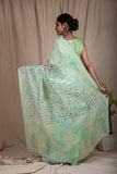 Sea Foam Green Linen Silk Saree